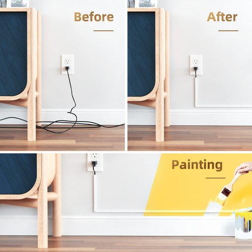 Delamu Cord Hider, 94.5in Cord Covers for Wires on Wall, One-Cord Cable Hider, Wire Hiders Wire Covers for TV Cords on Wall, Easy Mount Cable Cover Management Kit, 6xL15.7 W0.59 H0.4in, White