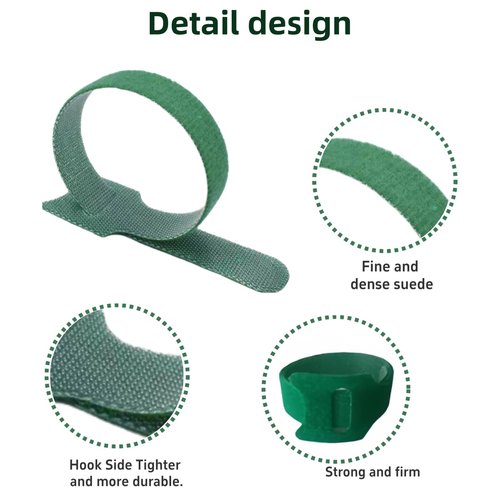 100 Pack Reusable Plant Ties, 6 Inch Adjustable Hook & Loop Garden Straps for Tomatoes, Roses, Vines – Gentle, Weatherproof Plant Support, Multi-Purpose Green Tape for Outdoor & Indoor Use