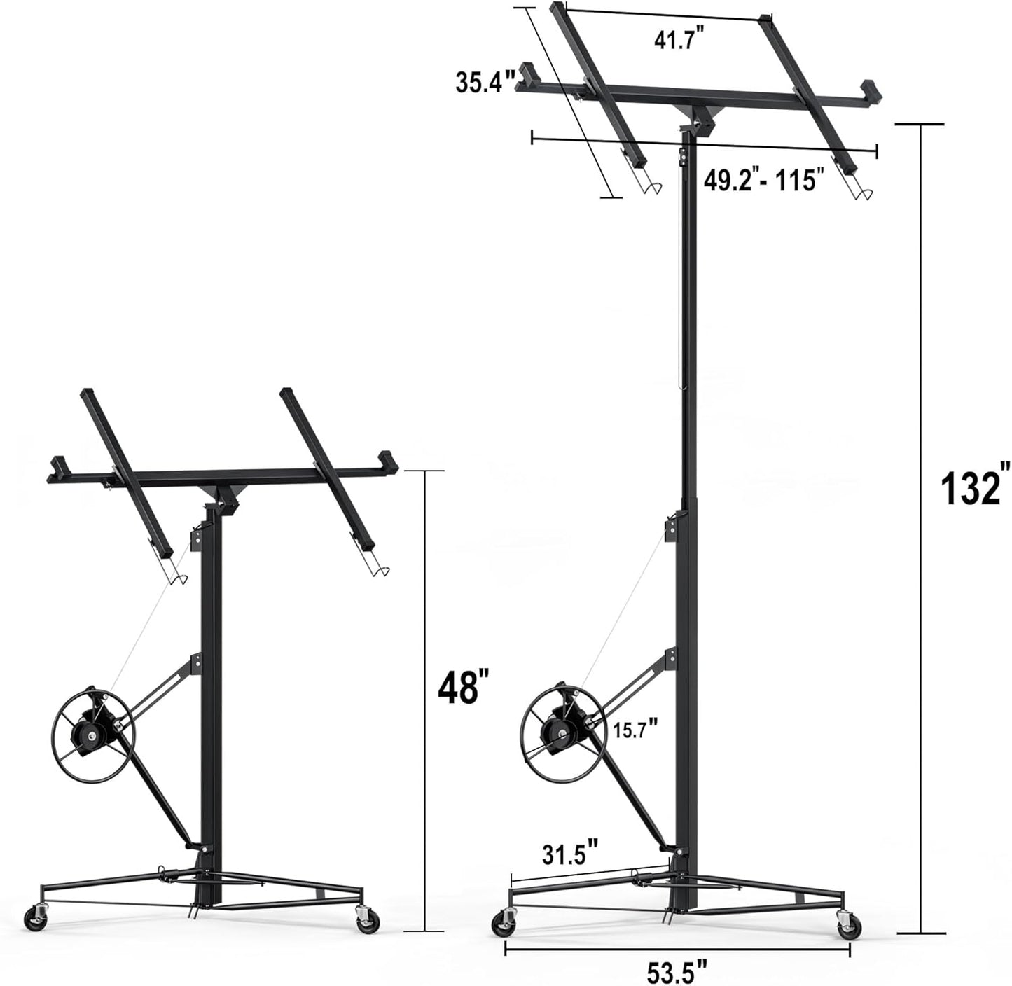 11 Ft Drywall Lift,Drywall Rolling Lifter Panel,150LBS Heavy Duty Sheetrock Lift Drywall Lift,Drywall Lift Panel Hoist Jack with 360° Adjustable Telescopic Arm & 3 Lockable Wheels