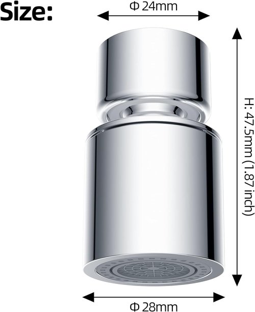 Hibbent NSF/ANSI/CAN 61 Certified Faucet Aerator, CUPC Certification 360° Swivel Kitchen Sink Aerator, Dual-function Sprayer Faucet Head, Faucet Replacement Part 55/64 Inch Female Thread - Chrome