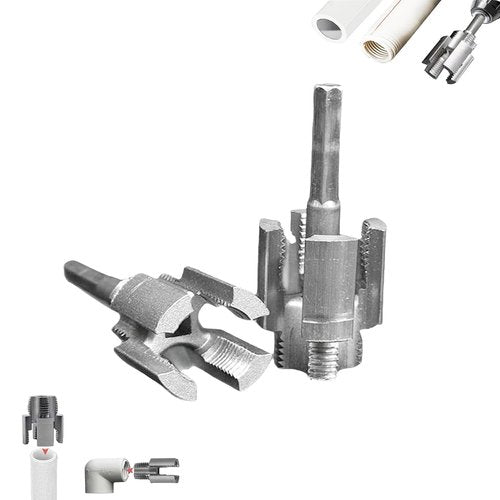 2pcs Integrated Internal & External Pipe Threading Tool,Dual-Function Pipe Thread Cutting Tool,PVC Rethreading Tool for Water Pipes,1/2" 3/4" Pipe Sizes Rethreading Tool for Electric Drill.