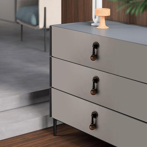 Evionlin 10 Pcs Antique Copper Brass Walnut Wood Cabinet Door Handle high-end Minimalist Wardrobe Cabinet Single Hole Pendant Drawer Door Handle