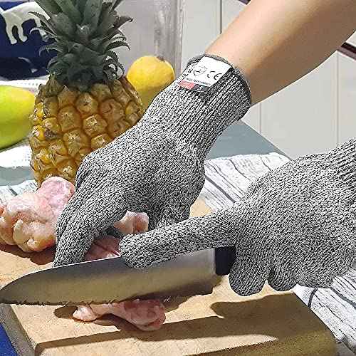 DEYAN Cut Resistant Gloves, Level 5 Protection Safety Cutting Gloves, Kitchen Cuts Glove for Chef Oyster Shucking, Mandolin Slicing, Meat Cutting and Wood Carving(Large-2 Pairs)