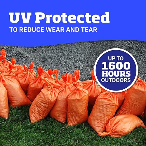 Heavy Duty Sandbags with Ties - 14x26 Orange Flood Barrier Pack of 100