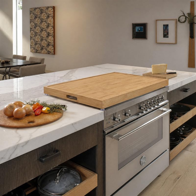 Stovetop Bamboo Noodle Board Cover 30x22 in for Gas Stoves & RV Cooktop