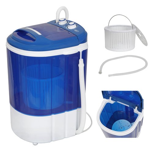 ZENY Portable Mini Washing Machine 8 lbs Washing Capacity Semi-Automatic Compact Washer Spinner Small Cloth Washer Laundry Appliances for Apartment, RV, Camping, Single Translucent Tub Blue