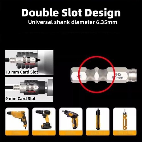 9Pcs High Magnetic Screwdriver Drill Bit Set, k5 Impact Resistant Non Slip Bit Alloy Steel Anti Slip Bits with Gloves for Electric & Impact Drivers, 25 50 65 70 75 90 100 120 150mm