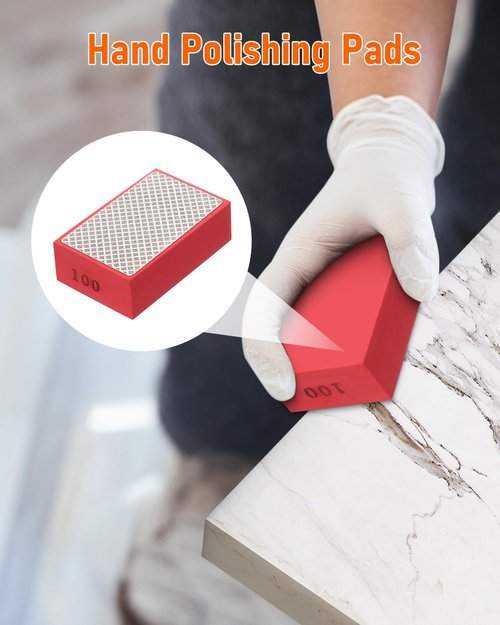 ZORUNNA 6 Pack Diamond Hand Polishing Pads, Diamond Sanding Pads with Foam Backing 60/100/200/400/600/1000 Grit, Sanding Block for Glass Wood Ceramic Marble Metal Tile Tools.
