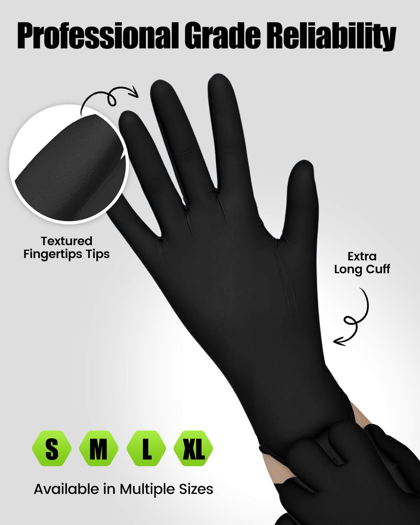 TREEGO 6 Mil Black Nitrile Exam Gloves Small, Heavy Duty Disposable Latex & Powder Free, Chemical Resistant, Textured Grip for Cooking, Mechanic - 100 Count