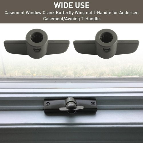 VIDABTE 3/8" Window Crank Handle Replacement, Operator Handles for Andersen Casement/Awning Window, Butterfly Wing Nut T-Handle - 1966 to Present（2 pcs）