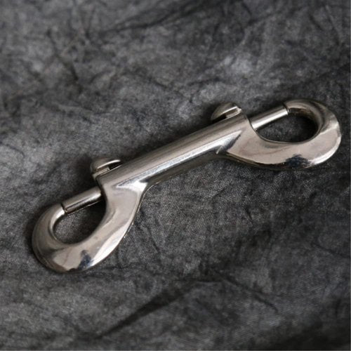 JLEivvi 2 Pcs Double Ended Lead for Dogs, Bolt Snap Hooks Zinc Alloy Double End Clip Silver Diving Clip Trigger Snaps for Diving Dog Leash Key Chain Horse Tack Pet Feed Buckets