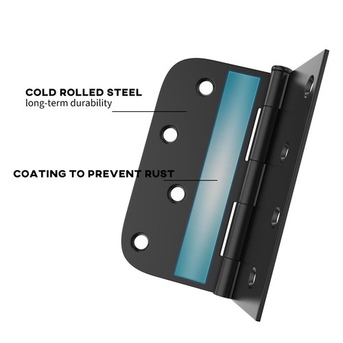 goldenwarm 3 Pack 4in Black Door Hinges Interior Door Hinges Black Matte 4 x 4 Inch with Square & Round Corners, Iron Material