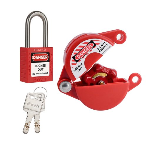 Boviisky Gate Valve Lockout with Safety Padlock,1set，Hose Bib Lock for Hose Spigot/Propane Tank,Outdoor Faucet Lock for 1 to 2-1/2 in Dia Valve Handles, 3011＋1001
