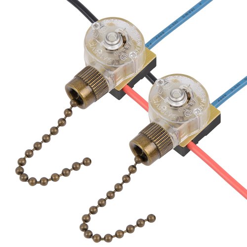 Ceiling Fan Light Switch Compatible with Hunter Ceiling Fan, Zing Ear ZE-110 Fan Switch 3 Way 3-Wire Replacement Pull Chain Switch (2 Pack, Bronze)