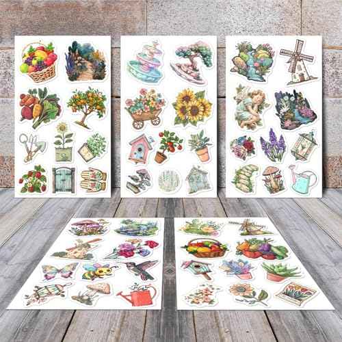 Pack 50 Pcs Plants Garden Stickers for Water Bottles Funny Laptop Cups Luggage Scrapbooking Journaling Teens Kids Girls Boys Adults Waterproof Aesthetic Sticker Small Vinyl Decals