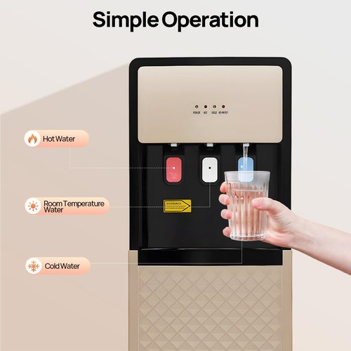 LKSNBDR Bottom Loading Water Dispenser, 5 Gallon Bottle Water Cooler Cold, 500W Floor Standing Water Cooler with 3 Temperature Options and Indicator Lights, for Both Home and Commercial Places