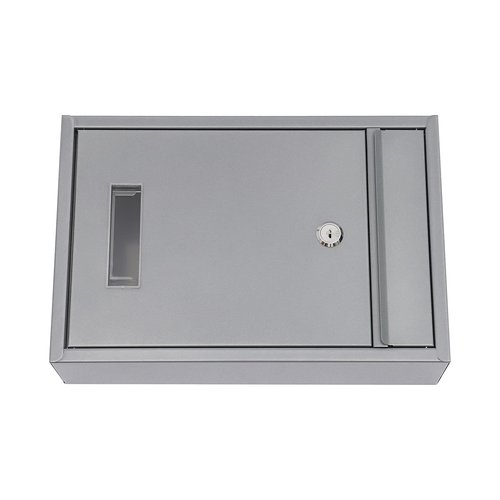 TYUNGZM Locking Mailbox with Key for Outdoor Large, Wall Mount Silver Mail Box with Lock Security Mail Drop for Letters, Newspapers, Cards, 8.46 * 3.35 * 12.6in