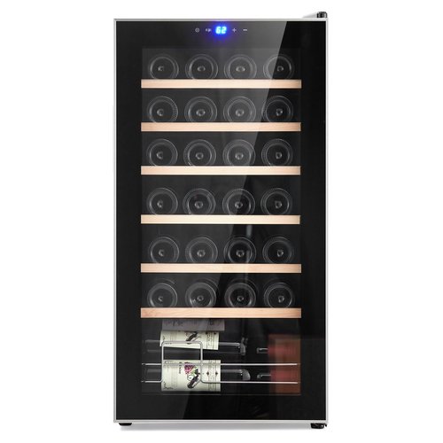Takywep 28 Bottle Compressor Wine Cooler Refrigerator,Large Freestanding Wine Cellar, Glass Door Bar Fridge Quiet Compressor,41f-64f Digital Temperature Control Fridge Glass Door Black