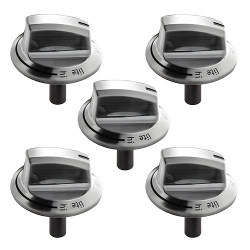 Upgraded A03546301/02/03 5304525746 5304504839 Gas Cooktop Knobs for Frigidaire Stove, Laser Engraving Sign Knob for Frigidaire Cooktop FFGC3026SS FFGC3626SS (Long Stem, Size:2.24IN, Material:ABS749)