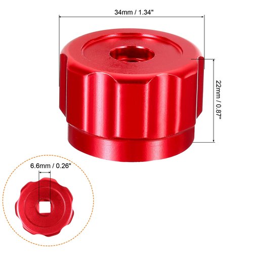 PATIKIL Round Wheel Handle, Faucet Handles Refrigerant Manifold Gauges Knob Square Broach Handwheel Replacement, Aluminum Alloy Red