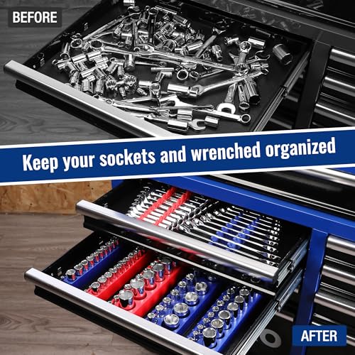 WORKPRO 8-Piece Magnetic Socket & Wrench Organizer Set – 8-Piece Variation Included