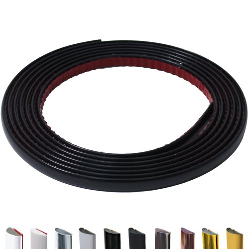 JSIWOTH Peel and Stick Wall Molding Trim, 9.8 Ft D-Shape Flexible Molding Trim for Baseboard, Edges & Borders, Window & Door Frames, Backsplash - Matte Black Waterproof Self Adhesive Trim