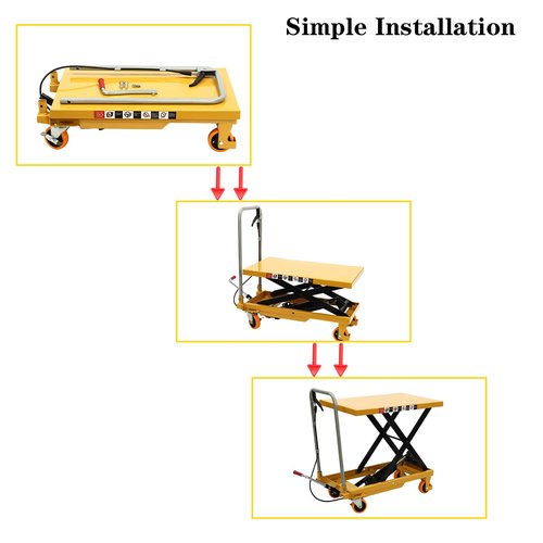 Yellulu Hydraulic Table Cart, 500lbs Capacity Cart Lift Table Cart, Manual Scissor Lift Table, Elevating Hydraulic Cart - with 4 Wheels and Foot Pump - 30.5" Lifting Height, Yellow