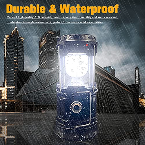 2-Pack Collapsible Solar Waterproof LED Camping Lanterns - Rechargeable & Portable Emergency Light for Hiking, Home, Outdoors