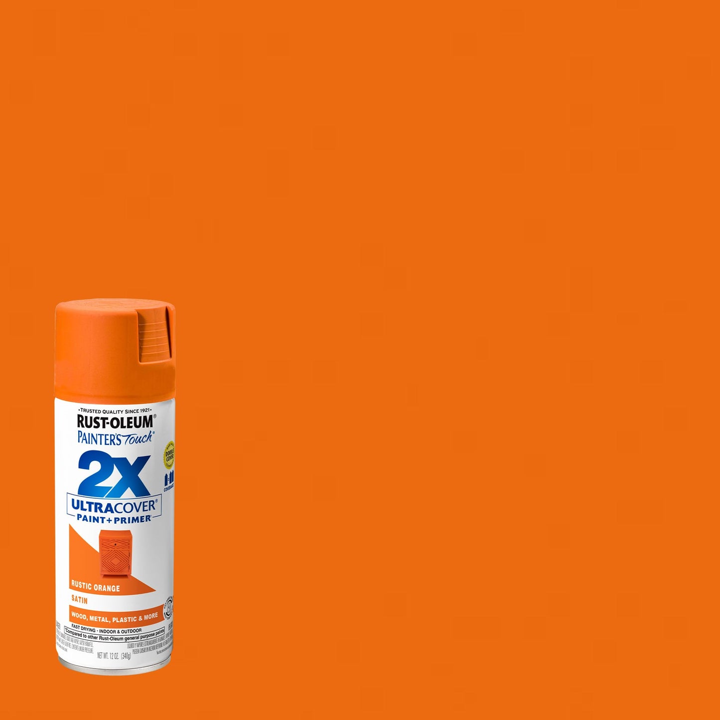 Rust-Oleum 334089 Painter's Touch 2X Ultra Cover Spray Paint, 12 oz, Satin Rustic Orange
