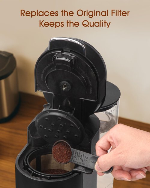 Permanent Coffee Filter for Ninja PB051 / PB040 / PB041ST - Compatible with Ninja Pods & Grounds Coffee Maker - Reusable Gold 304 Stainless Steel Mesh - Eco-Friendly Coffee Pod Accessory
