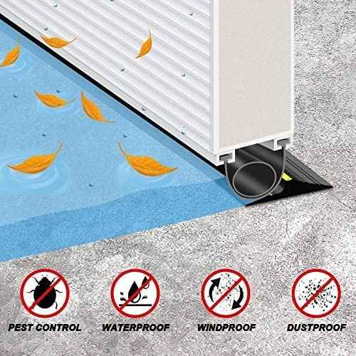 Jin&Bao Universal Garage Door Threshold Seal Strip 20FT Kit, Bottom Waterproof Rubber Weather Stripping Replacement£¨Yellow, 2 Adhesive£©