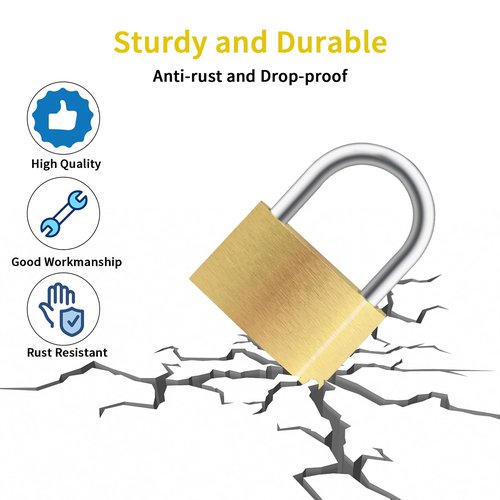 Faburo 4pcs Solid Brass Padlock with Key, Small Pad Lock with Key, Padlocks with 12 Same Keys, Storage Lock Shackle for Locker Outdoor Indoor Use
