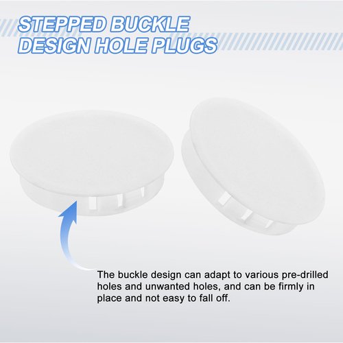 uxcell 10Pcs Plastic Hole Plugs, 50mm(2") Flush Type Panel Plugs, Round Snap Knockout Locking Plugs for Furniture Insert End Caps Panels, White