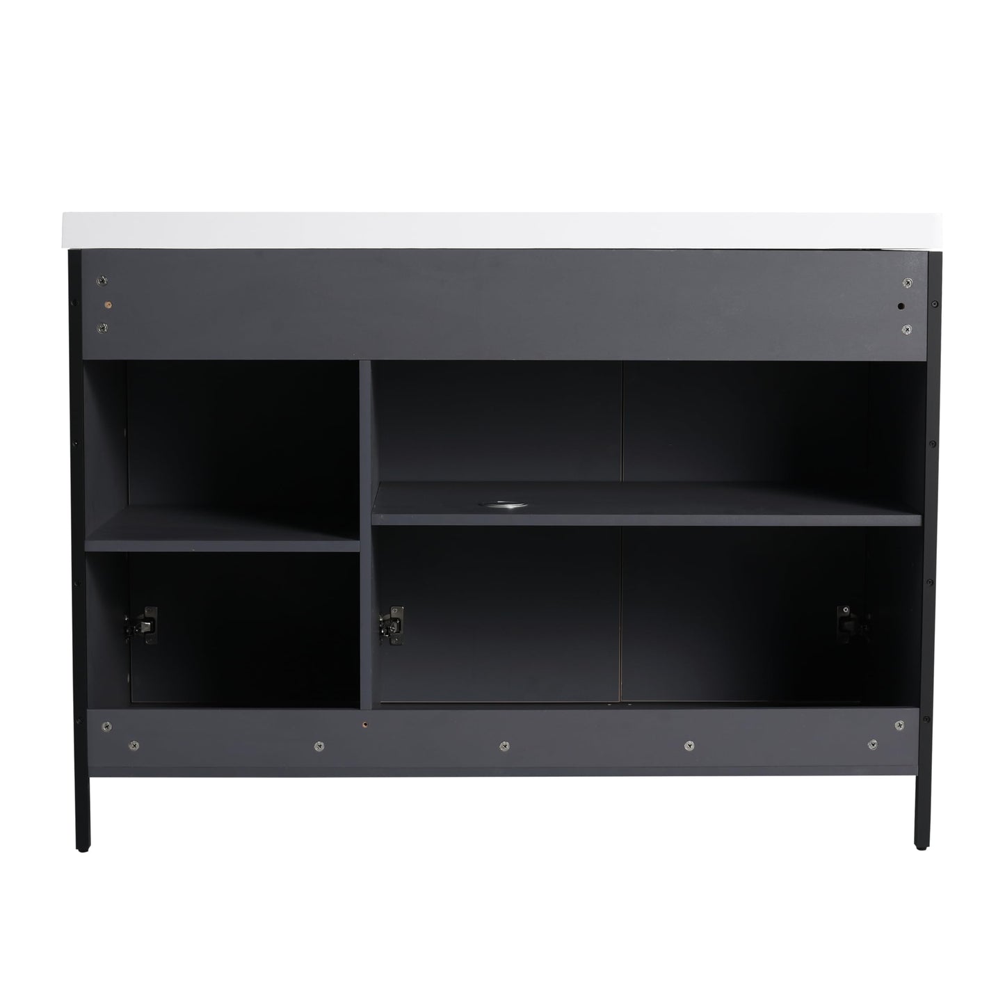 Malwee 48 Inch Freestanding Bathroom Vanity with Sink, 48'' Floor Stand Bathroom Vanity Combo, Modern Cabinet Set with 2 Doors and White Resin Basin Top (MA105-48)