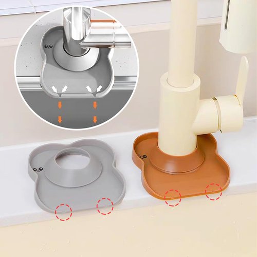Silicone Faucet Mat for Kitchen Tap Compact Sink Splash Guard Protectors Behind Draining,Grey 2PCS