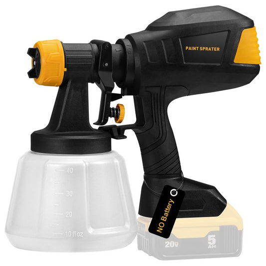 Brushless Cordless Paint Sprayer for Dewalt 20V Battery,4 Nozzles,150 Din/s Viscosity,1000ml/min Flow Rate & 1200ML Electric Paint Gun for Furniture, Walls (Battery Not Included) (Yellow)