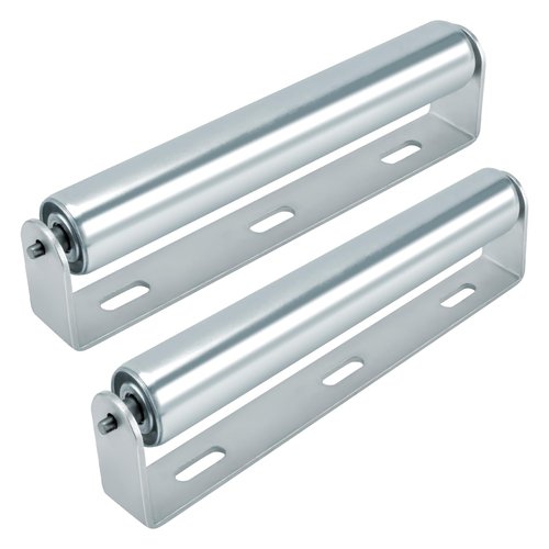 2 Pack Conveyor Long Roller and Bracket Set 10-inch, 1.5-inch Diameter Galvanized Steel Roller, Ideal for Use as Support Rollers in Woodworking, Roller Stand or Bike Rollers