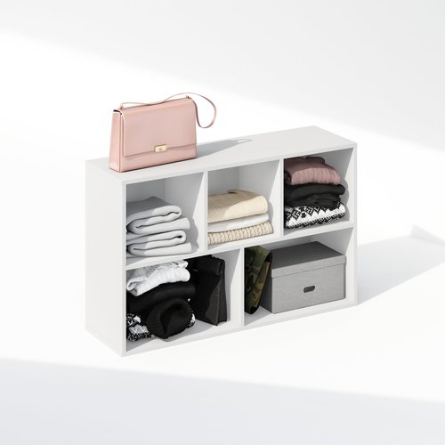 Furinno Reed 5-Cube Open Shelf Clothing & Closet Storage Organization, White