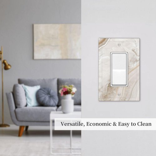 Annisrak Decorative Outlet Covers Beige Marble Pattern 1 Gang Single Rocker Light Switch Cover Plate Wall Plates GFCI Faceplate for living Room Bedroom Decor