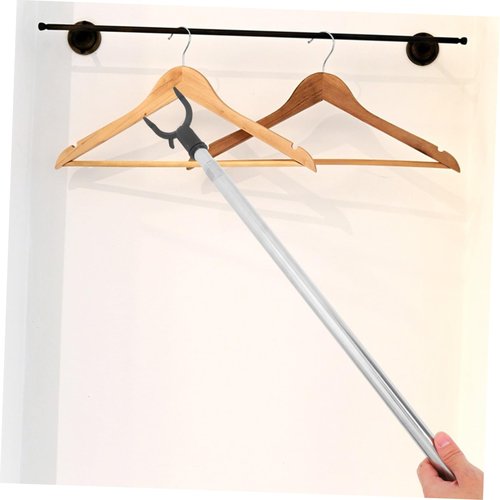 AKOOSY Telescopic Stainless Steel Clothes Pole with Adjustable Hook High Reach Garment Hanger for Closet Laundry and Curtains Flexible Antislip Fork Design Easy to Clean Steel Support Rod