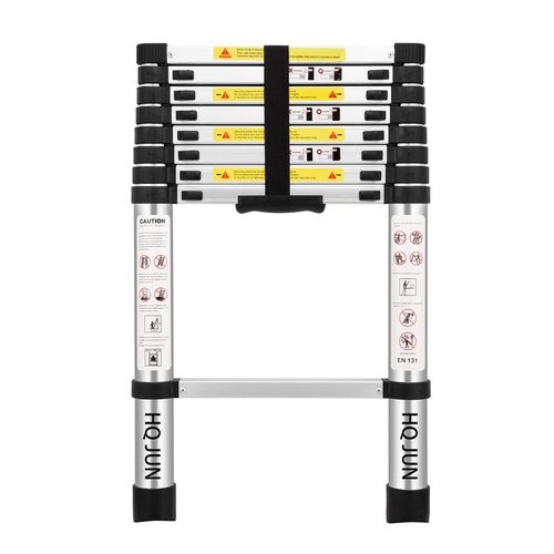(8.5Ft/2.6M) Telescoping Ladders，EN131Standards Multi-Purpose Folding Aluminum Extension Ladder