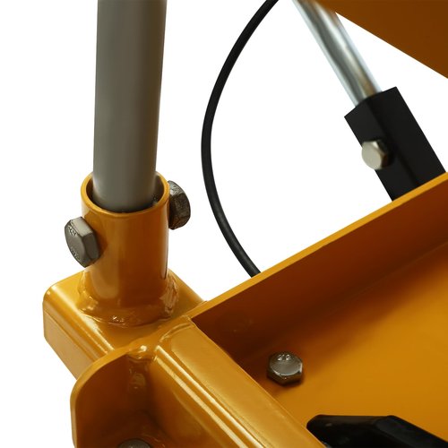 226.8 kg/500 lbs Hydraulic Lift Cart Single Scissor Hydraulic Lift Freestanding Table Top Hydraulic Lift with Rack Handle and Universal Wheels for Material Handling Freestanding Mounting