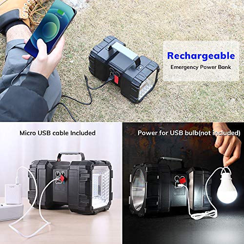 Bright Rechargeable Flashlight, Portable Handheld Spotlight Searchlight 10000mAh 1200LM with 3+4 LED Lights Modes, Waterproof Flashlight with USB Output Power Bank