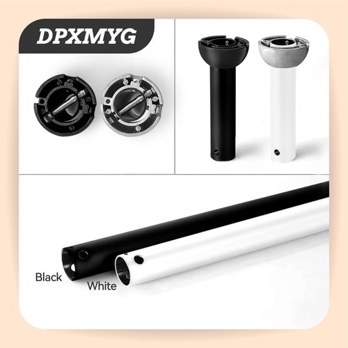 DPXMYG 10 inch Black Ceiling Fan Downrod with Ball Head, Downrod for Ceiling Fan, 1 inch Outside Diameter, Suitable for a Wide Range of Fans (with Ball Head, Not Threaded)
