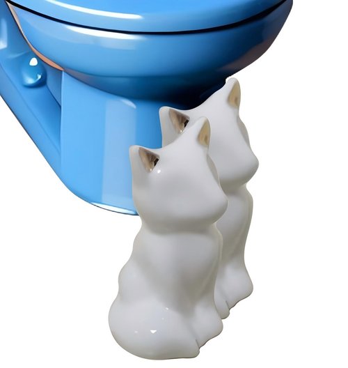 2Pcs Toilet Bolt Covers, Ceramic Toilet Bowl Bolt Covers, Toilet Bolt Caps Decorative to Prevent Rusting, White Ceramic Fox-Cat Shaped, Animal-Themed Bathroom Accessories