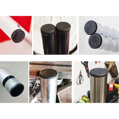 4 Pack 1.5 Inch (38mm) Round Plastic Hole Plugs,Steel Furniture Pipe Tube Cover Insert,Black End Cap for Metal Tubing,Glide Insert for Pipe Post,Chairs and Furnitures Legs,Furniture Floor Protection