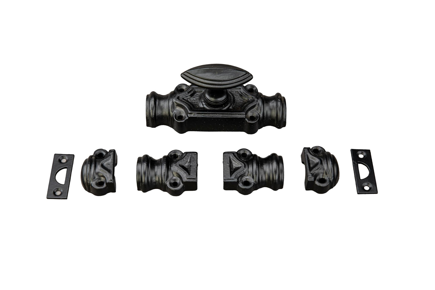 STALLION HARDWARE Durable Iron Cremone Bolt 2' – Vintage Black Powder Coat, Customizable Rods, Ideal for Antique Cabinets & Small Doors, Stylish & Reliable Cabinet Lock Hardware