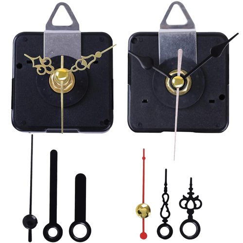 EMOON 2-Pack Silent Clock Movement Kit with 4 Pairs of Short Hands，DIY Repair & Replacement Motor, Total Shaft Length 7/8 in