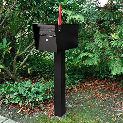 Mail Boss In-Ground Heavy Duty Steel Mailbox Post Black 44.5 Inch