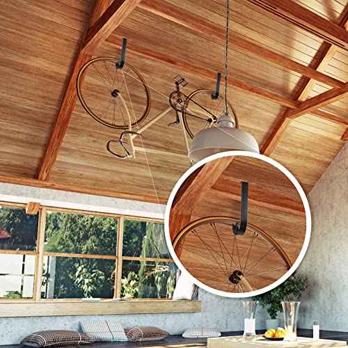 Ferraycle 12 Pcs Add on Storage Hook Accessory Overhead Garage Hooks for Ceiling Rack and Wall Shelving, Bike Hanging Flat, Black